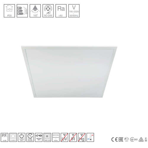 LED пано за вграждане VITO VENUS-II 40W 220V 600x600mm 6500K 3200lm IP20 VIT-2420594 Спрян