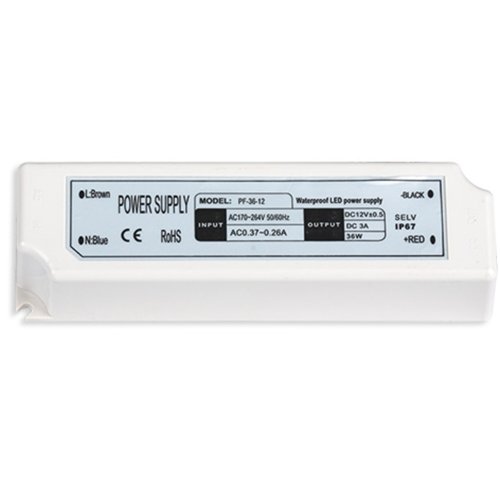 LED захранване 36W UltraLux ZWP1236 220V/12VDC, пластмаса, водоустойчиво IP67. Спрян