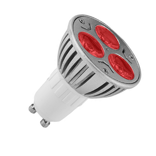 LED спот L220GU103RD UltraLux 220V, 3W, червена светлина, цокъл GU10, 60°, димиращ. Спрян