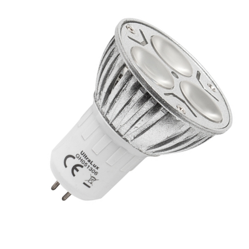 LED спот L220MR16342 UltraLux 220V, 3W, топло бяла светлина, цокъл GU5.3, 60°. Спрян