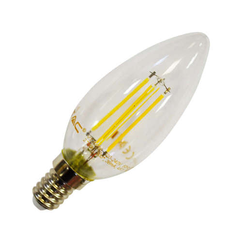 LED крушки Filament Е14 Кендъл, V-TAC, 4W, 220V, 3000K, 400lm, 300°