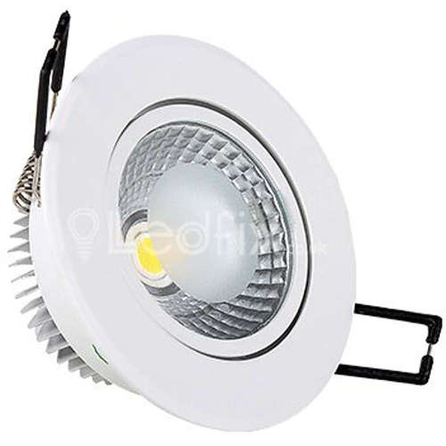 LED луни за вграждане 5W, 220V, 2700K топла светлина, 400lm, 45°, COB, IP20, променлив ъгъл