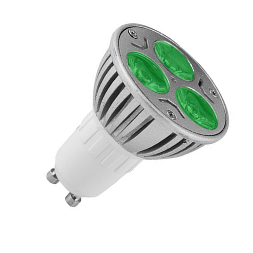 LED спот UltraLux L220GU103GD 220V, 3W, зелена светлина, цокъл GU10, 60°, димиращ. Спрян