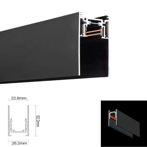 Шина за магнитно осветление 3 метра за външен монтаж SMT26C-3M-BK, алуминий, черен мат