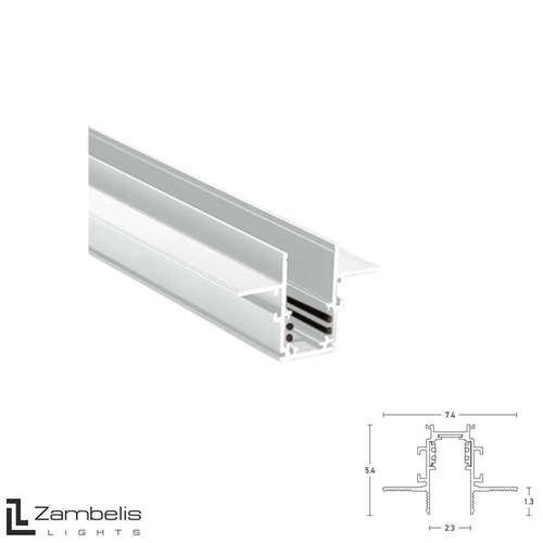 Шина за магнитно осветление Zambelis 2083W-1, 1 метър, 48V, бяла, за вграждане