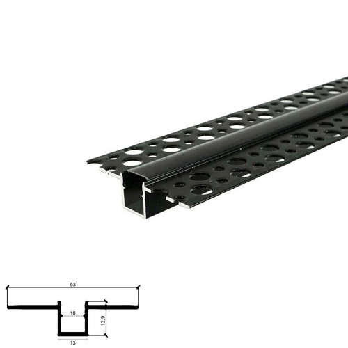 Черен aлуминиев профил за вграждане в гипсокартон 1 метър LVT-0080