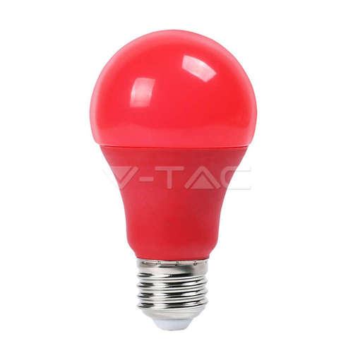 Цветна LED крушка Е27 9W A60 червена V-TAC 7341