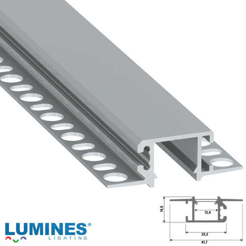 Алуминиеви профили за LED лента 1м Lumines MONO 10-0684-10 за вграждане в гипсокартон